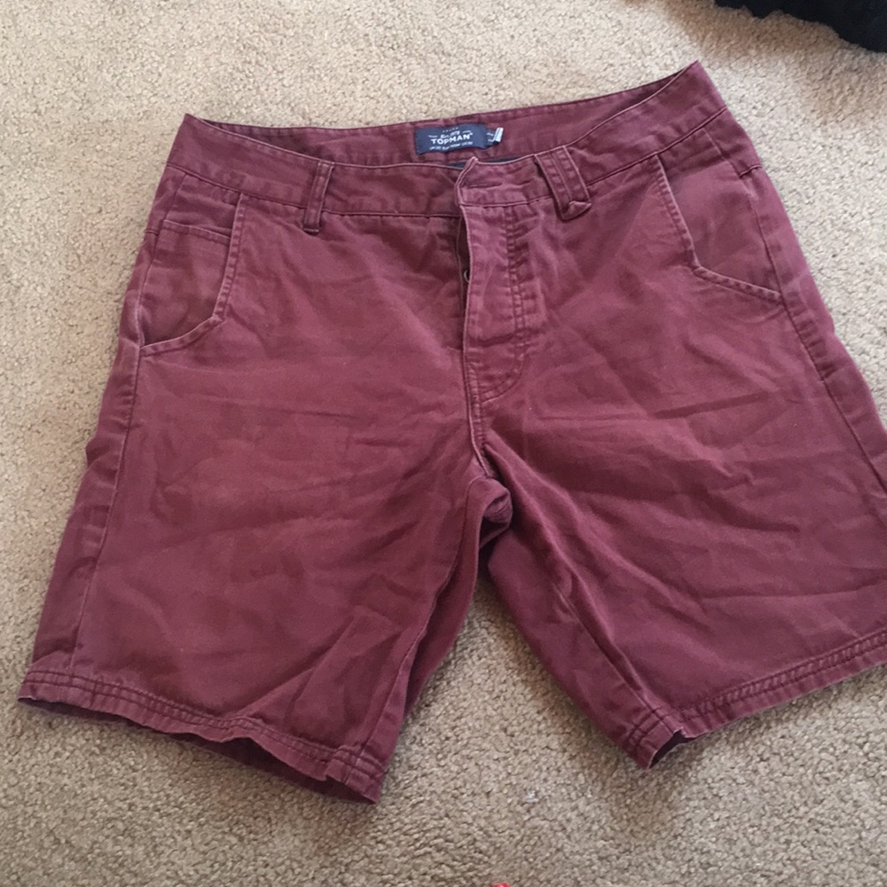 Maroon “TOPMAN” Button Fly Shorts